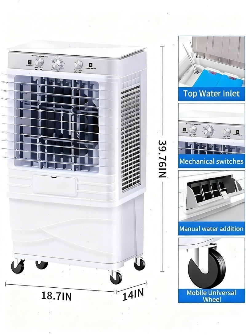Yoawllty Evaporative Cooling Air Fan with Dual Ice Boxes, 3-Speed Wind 45L Water Tank Swamp Cooler, 120° Oscillation, Indoor & Outdoor Use, Knob Control, Prevents Dryness - Image 5